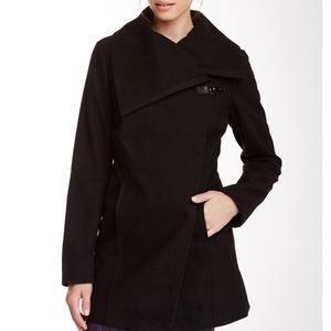 Sam Edelman Asymmetrical Lapel Wool Blend Peacoat
